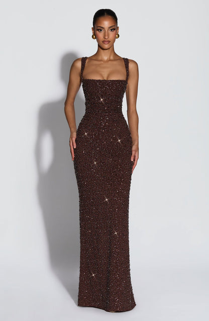 Sexy Strap off-Neck Slim-Fit Shiny Dress