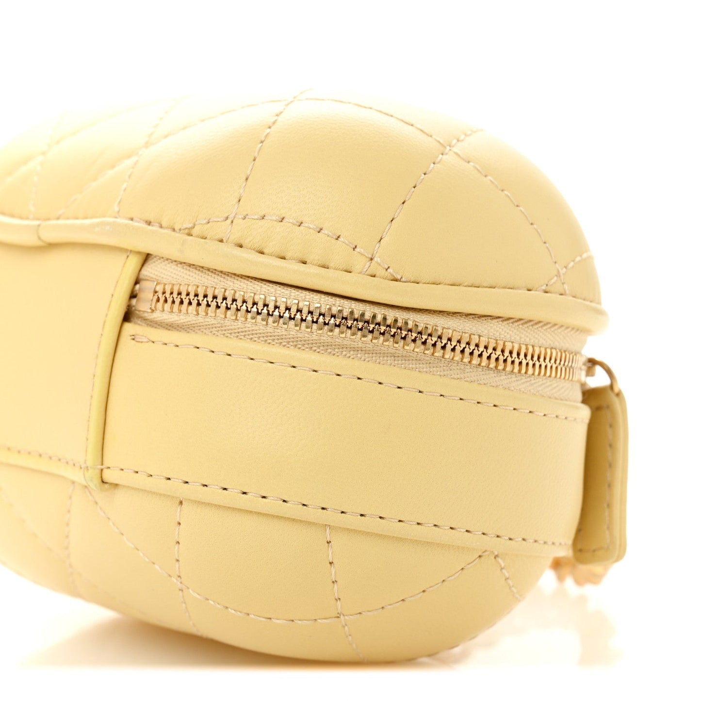 Lambskin Quilted CC Bubble Vanity Case With Chain Light Yellow