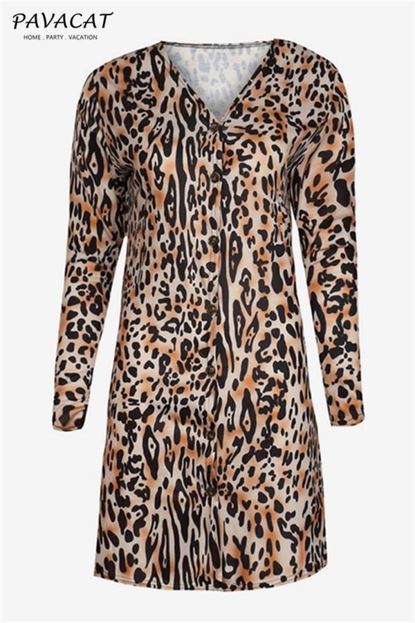 Leopard Long Sleeve Trench Cardigan
