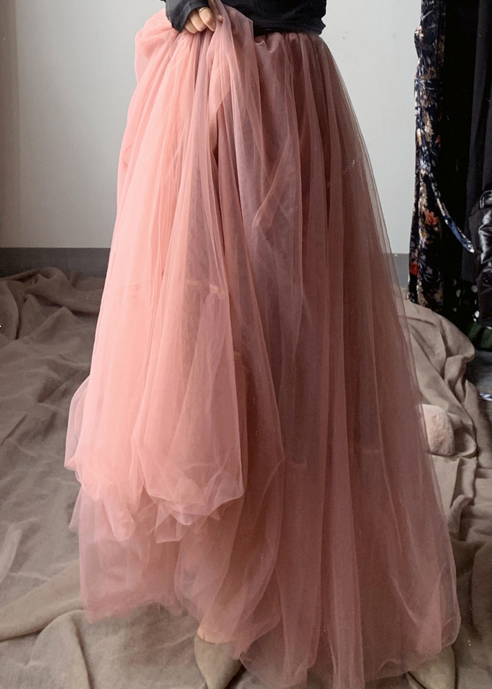 French Grey Asymmetrical wrinkled tulle Skirt Winter