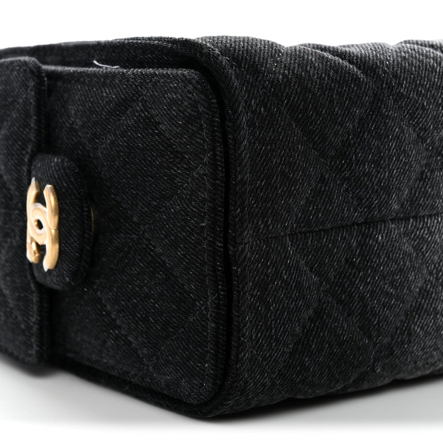 Washed Denim Quilted Mini Chanel 25 Handbag Black