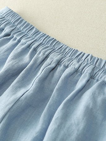 Loose Linen High Waist Slim Straight Pants