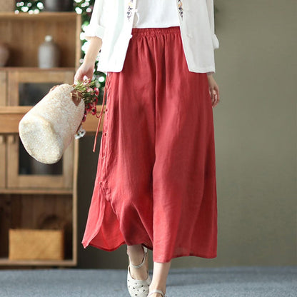 Cozy Linen Retro A-Line Casual Skirt