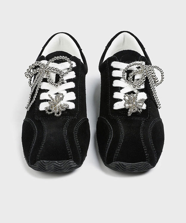 2025 New Black Lace Up Sports Leisure Shoes