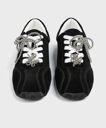2025 New Black Lace Up Sports Leisure Shoes