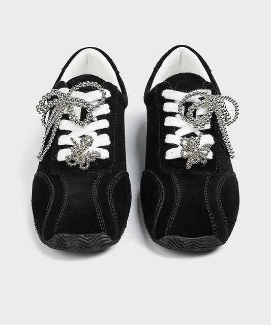 2025 New Black Lace Up Sports Leisure Shoes