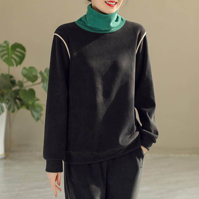 Winter Fashion Patchwork Loose Warm Fleece Sweater