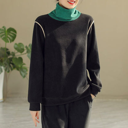 Winter Fashion Patchwork Loose Warm Fleece Sweater