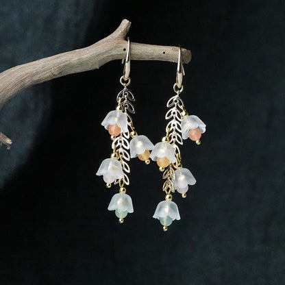 Glass Lily of the Valley Earrings Long Tassel Earrings