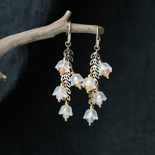 Glass Lily of the Valley Earrings Long Tassel Earrings
