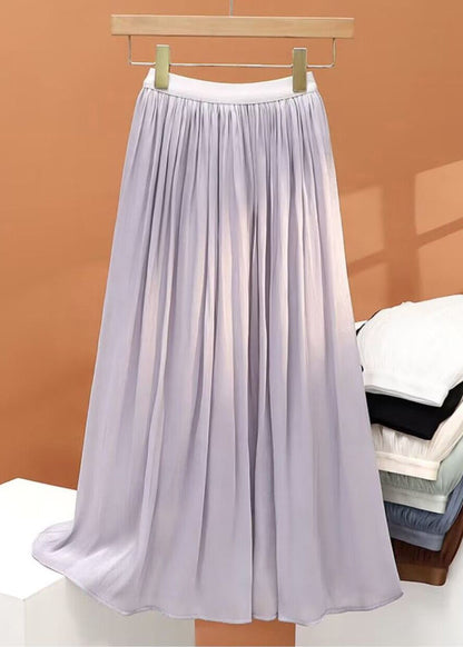 Simple White Wrinkled Solid Chiffon Skirt Summer