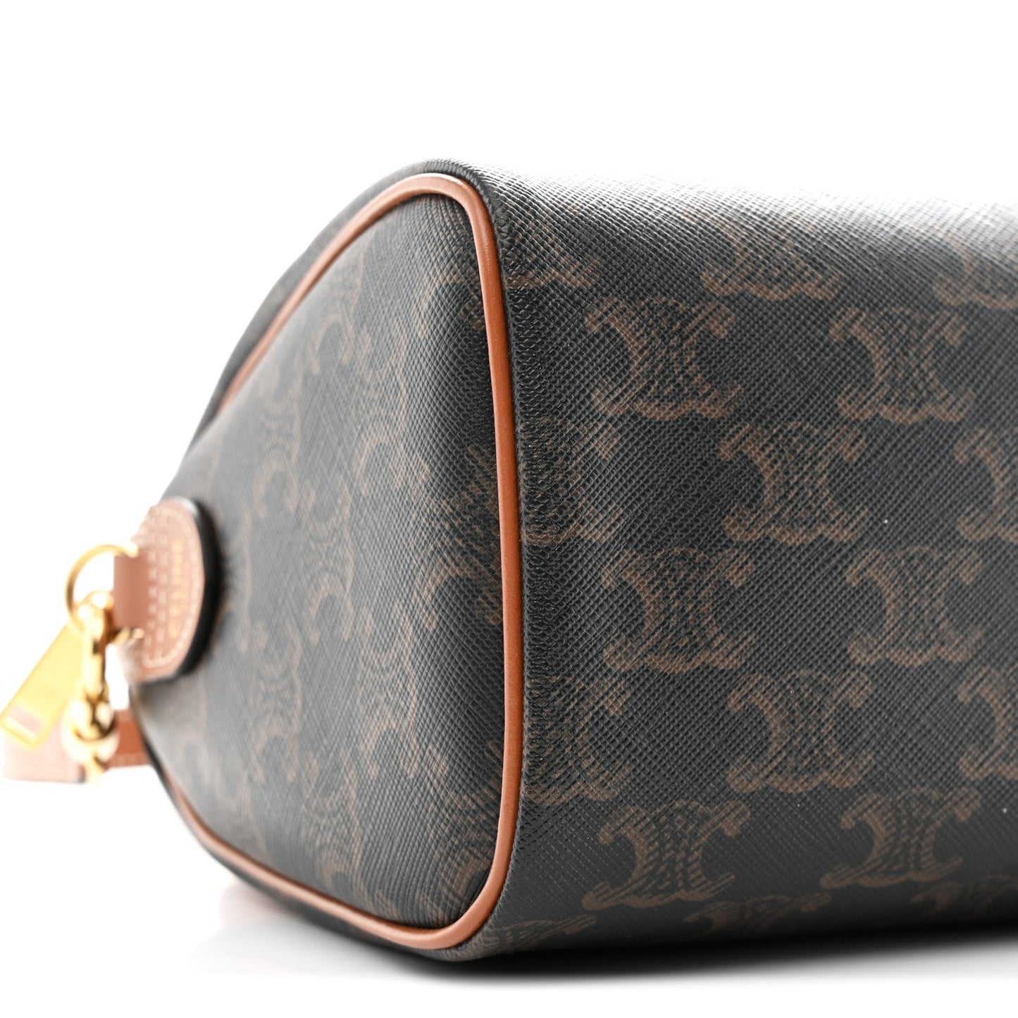 Triomphe Canvas Calfskin Small Boston Bag Tan