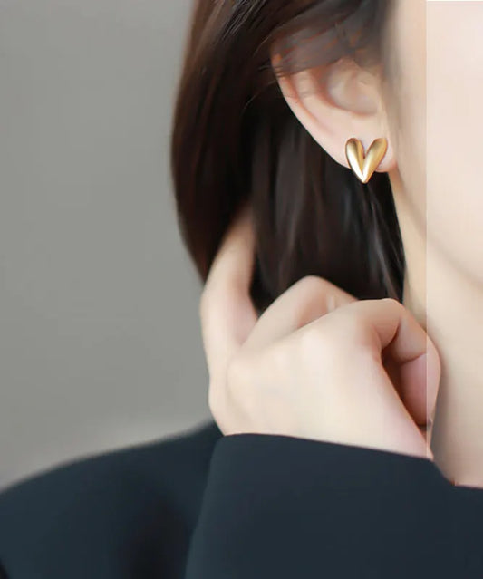 Fine Gold Copper Alloy LoveStud Earrings