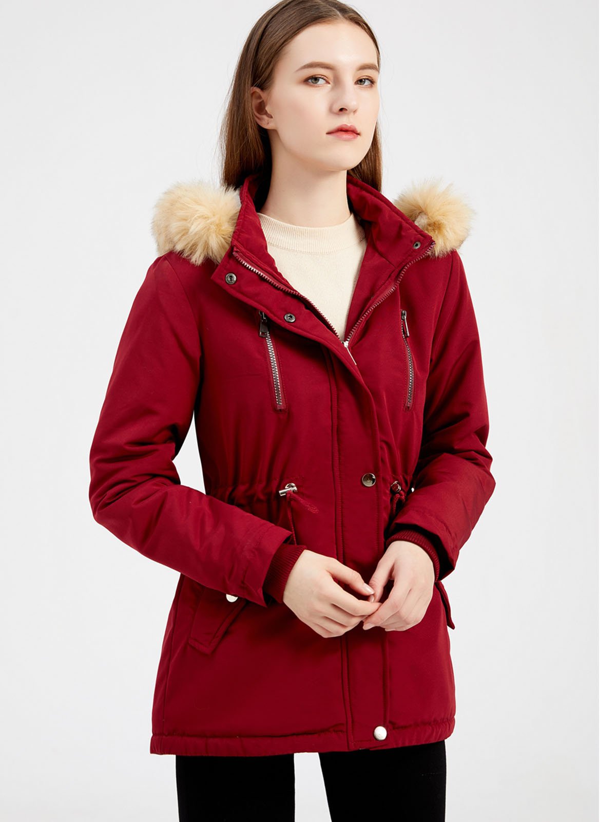 Women's Coat Daily Lamb wool Fall Winter Regular Midi Length Coat Solid Color Oversized Coat
