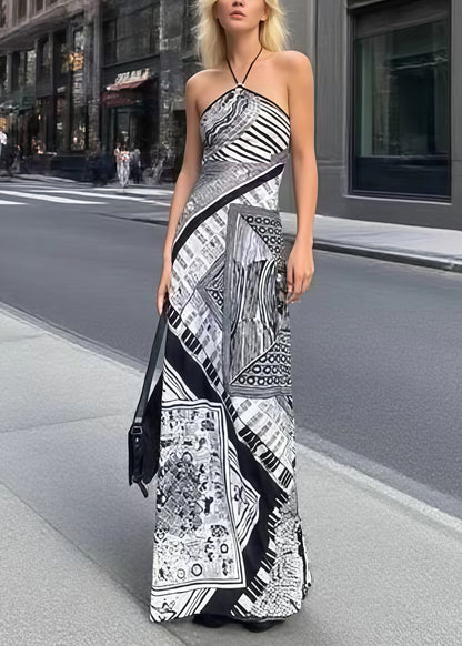 Sexy Backless Print Halter Beach Dresses Summer