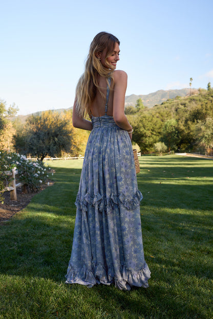 The Madison Dress in Aleutian Blue Floral