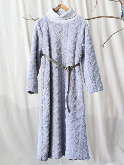 Women Winter Artsy Spliced Warm Loose Dress