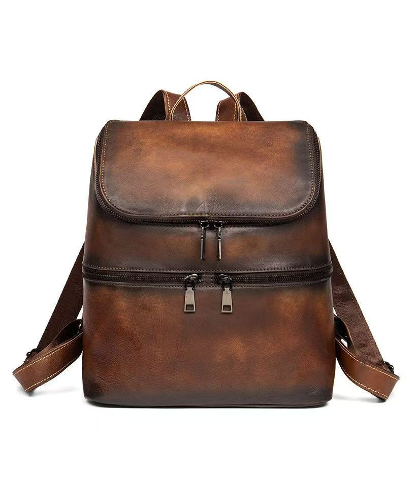 New Yellow Calf Leather Large Capacity Backpack Bag