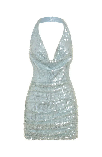 At The Function Halter Mini Dress Mist