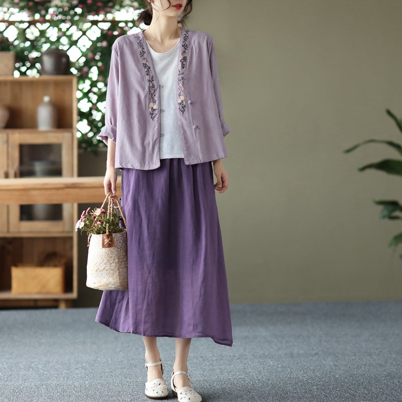Cozy Linen Retro A-Line Casual Skirt