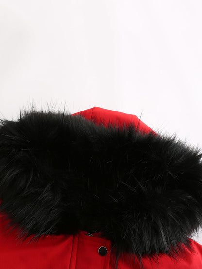Women's Parka Coat Street Daily Plush Winter Coat Solid Color Oversized Fur Warm Coat