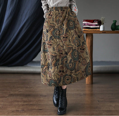 Vintage Patchwork Floral Large Thermal A-Line Skirt