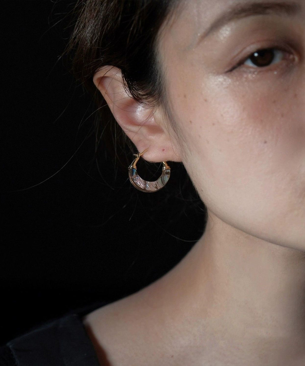 Chic Gold Copper Overgild Shell Hoop Earrings