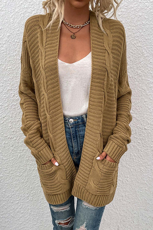 Mid-Length Twisted Rope Cardigan