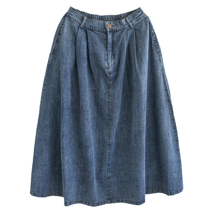Cozy Cotton Denim Retro A-Line High Waist Skirt