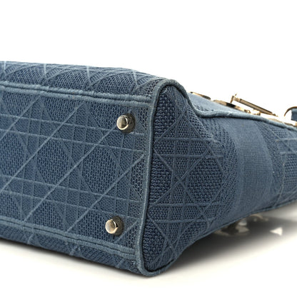 Canvas Embroidered Cannage Medium Lady D-Lite Denim Blue