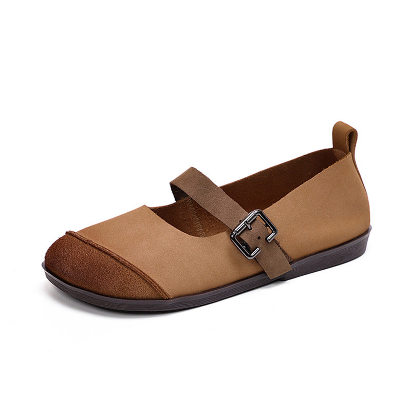 Women Summer Retro Leather Flat Casual Loafers