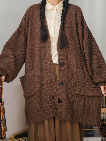 Women Vintage Knitted Sweater Coat