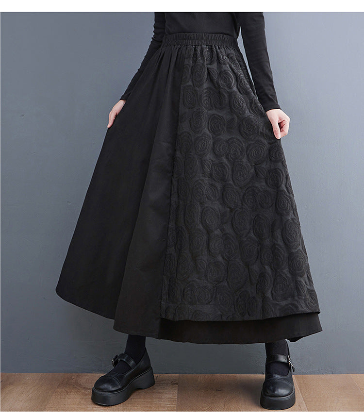 Loose Plus Size Stitching Design Skirt