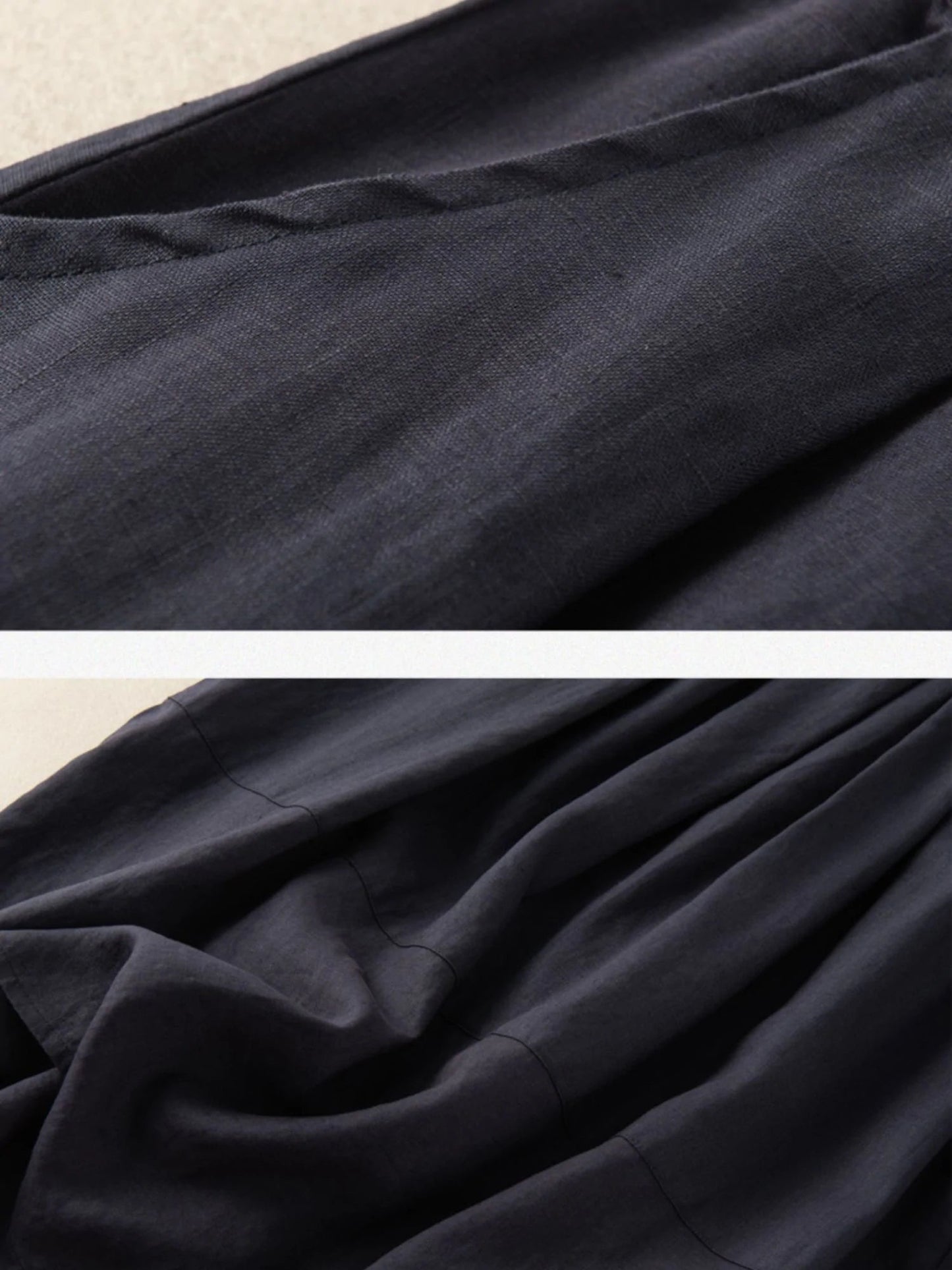 Pure Color Pleated Casual Linen Skirt