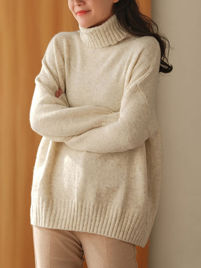 Women Winter Casual Soft Knitted Solid Loose Sweater