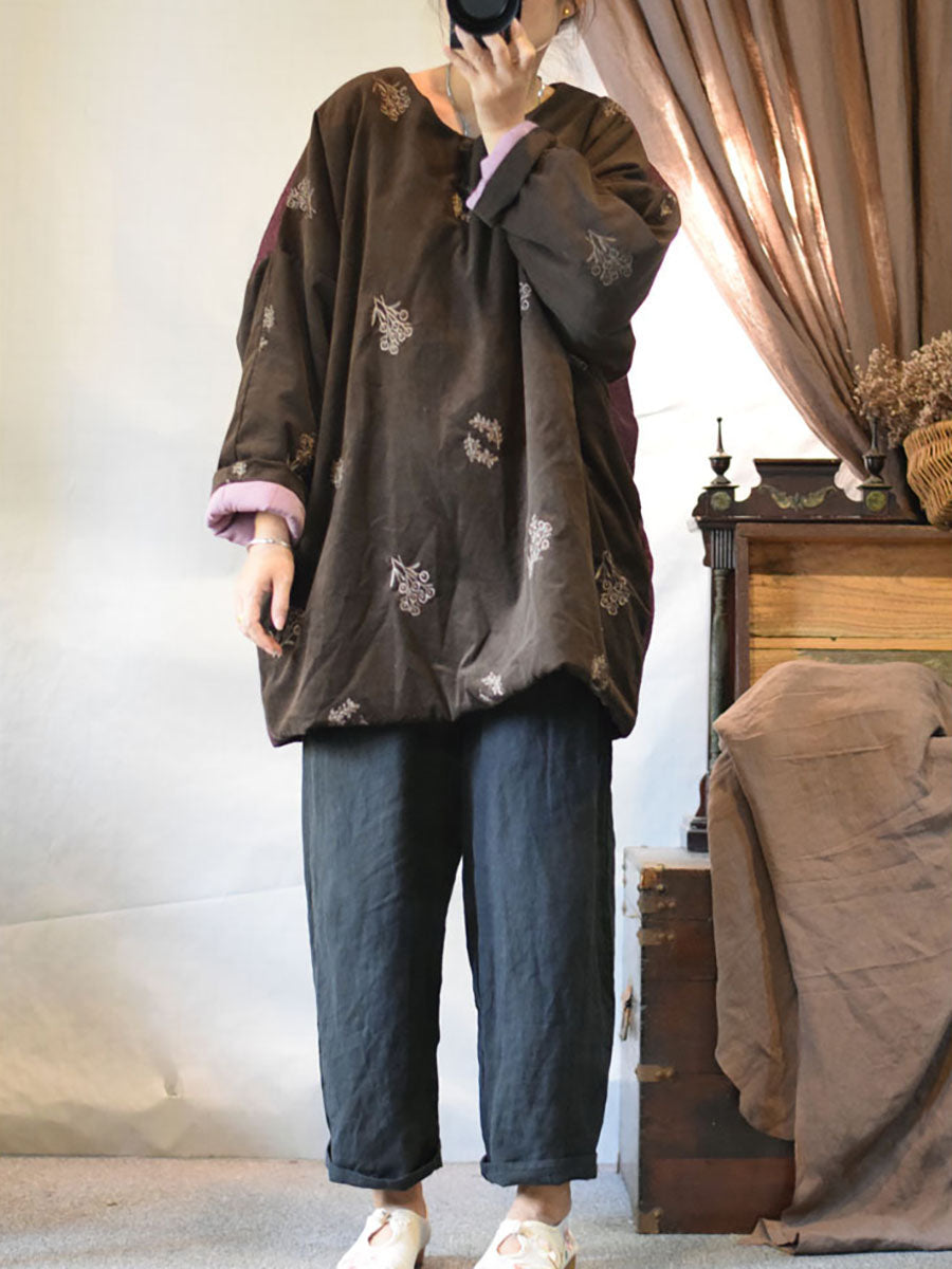 Women Vintage Chinese Style Embroidery AB Side Coat