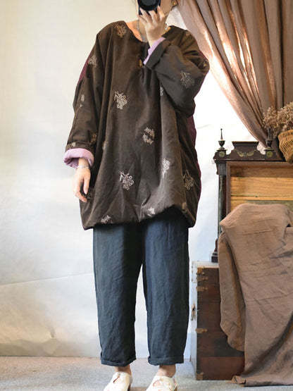 Women Vintage Chinese Style Embroidery AB Side Coat