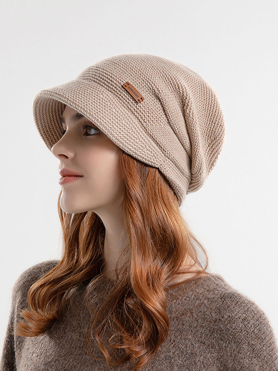 Women Winter Casual Knitted Solid Wide Brim Hat