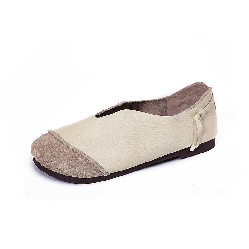 Spring Summer Women Retro Leather Flat Casual Loafers