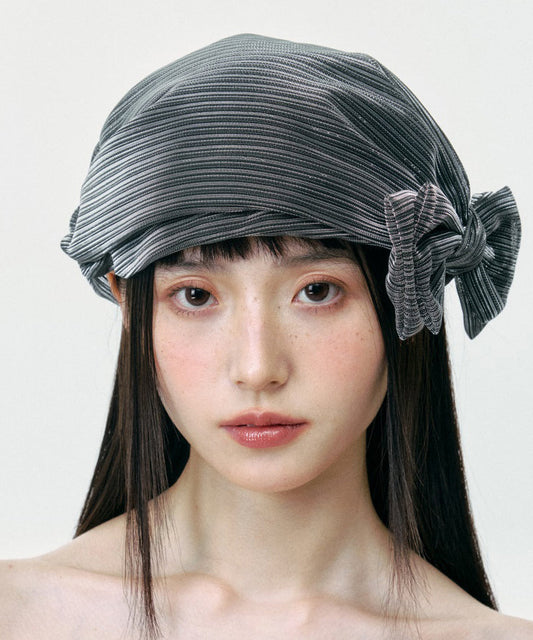 New Stylish Grey Bow Velour Bonnie Hat