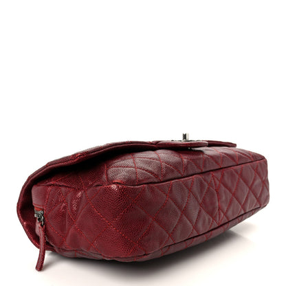 Iridescent Caviar Quilted Large Chic Flap Red