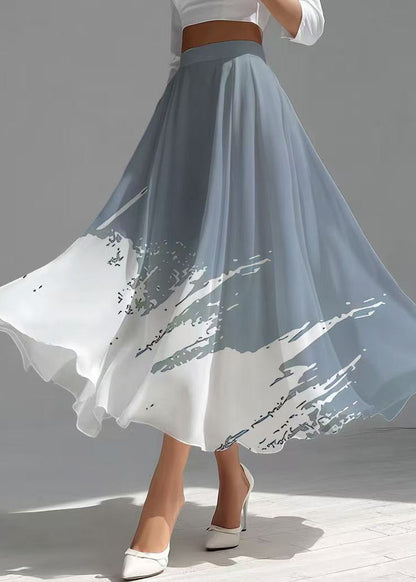 Casual Mixed Color Exra Large Hem Draping Chiffon Skirts Summer