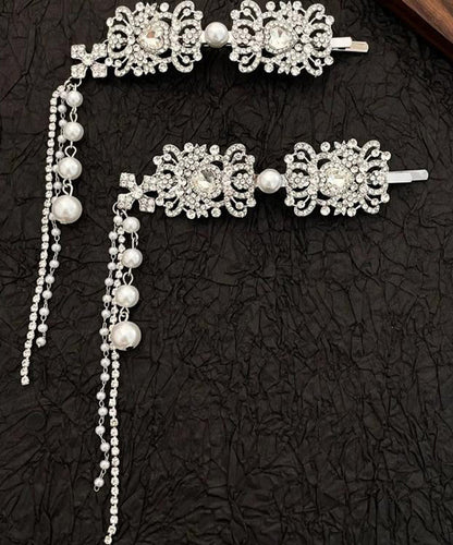 Casual Silk Alloy Pearl Zircon Tassel Hairpin
