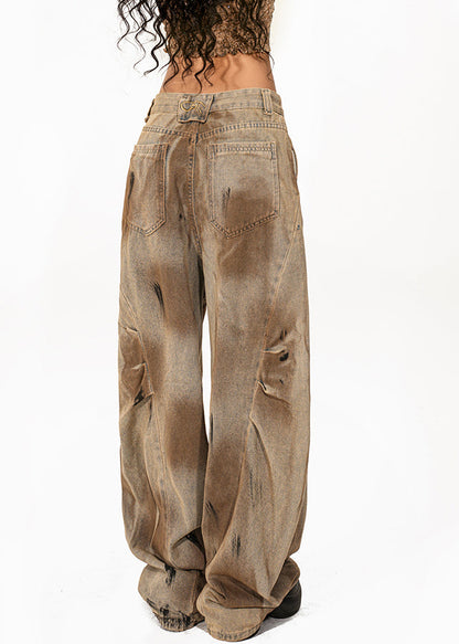 Vintage Patchwork Tie Dye Wide Leg Jeans Summer