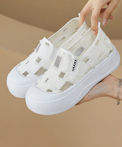 Yellow Splicing Platform Breathable Mesh Flats Shoes