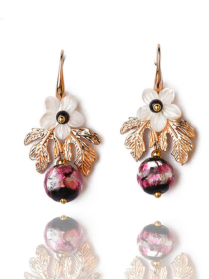 Shell Retro Pearl Flower Women Earrings