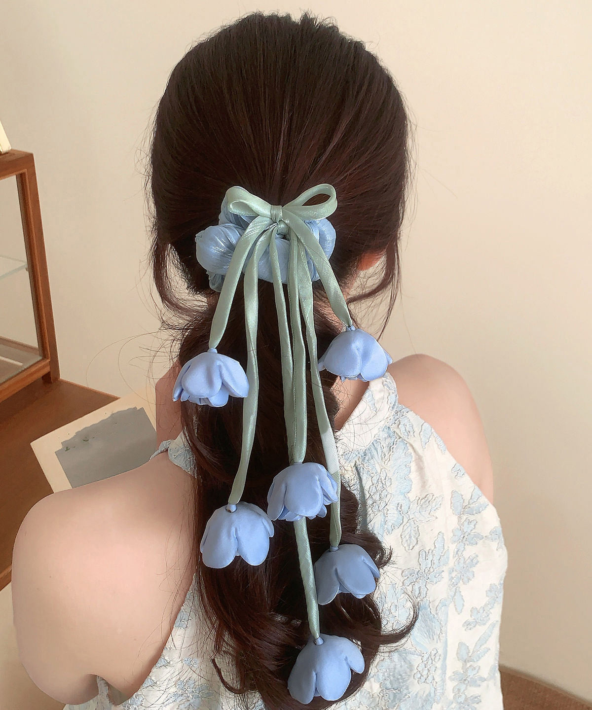 Cute Blue Cloth Tulip Bow Hair Band