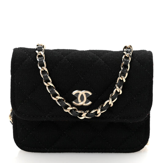Jersey Quilted Micro Mini Flap Black