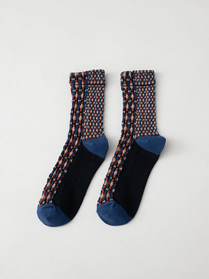 5 Pairs England Style Vintage Jacquard Socks