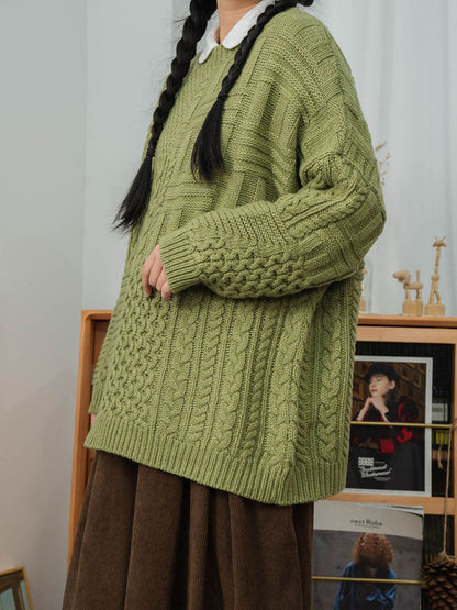 Winter Women Sweet Knitted Solid Loose Sweater